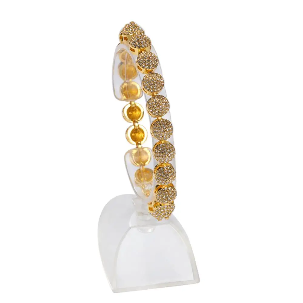 New conical full diamond hip hop bracelet 10mm wide punk rock trendy men's | Украшения и аксессуары