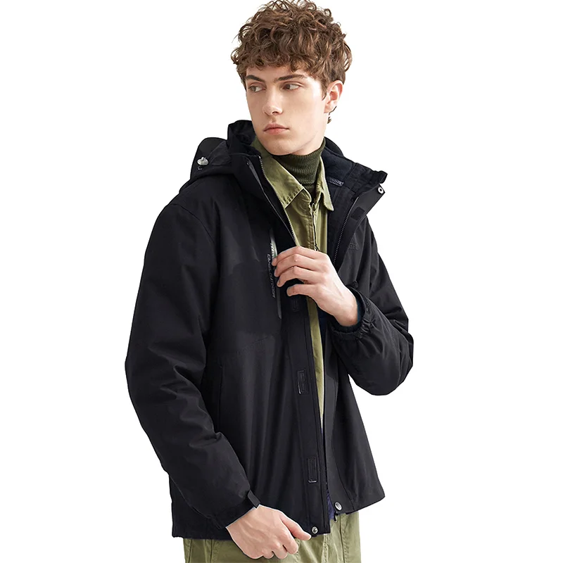 CAMEL зимняя мужская женская утолщенная куртка уличная походная куртка теплая флисовая внутренняя Водонепроницаемая ветровка Походное пальто - Цвет: A9W246105-Black-M