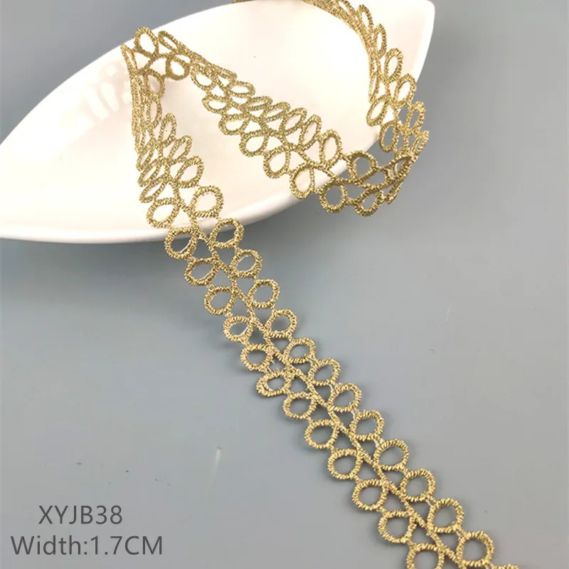 zsbszc New 2 yards Width 1.7CM sewn golden lace trim DIY