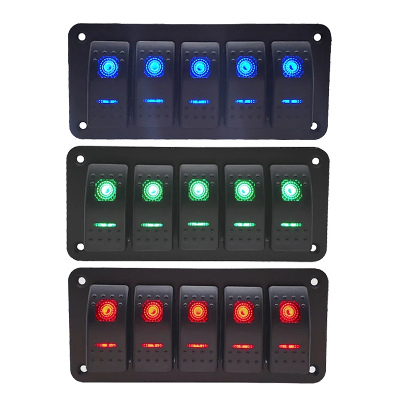 5 Gang кулисный переключатель Панель 12V 24V ON/Off Управление светодиодный светильник