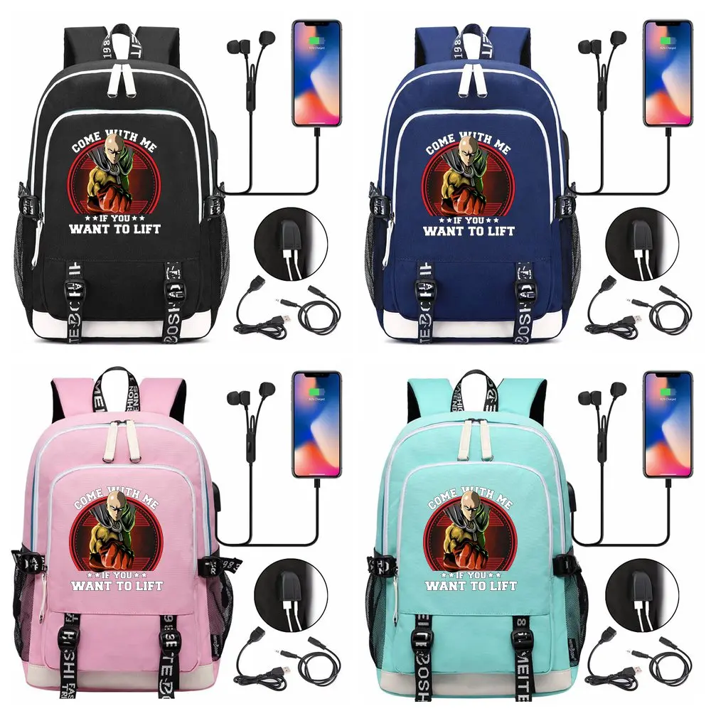 

Anime One Punch Man Saitama USB Laptop Backpack Fashion Men Women Outdoor Travel Shoulder Bags Student Schoolbag Bookbag