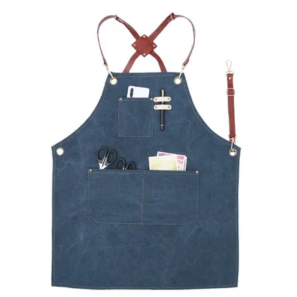 Coffee tea shop apron florist hairdresser Japanese style restaurant bar canvas work clothes men and women apron - Цвет: 17