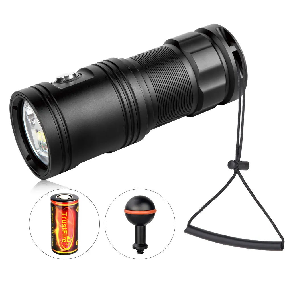 Original TrustFire DF30 al aire libre Super 2350LM haz de inundación profesional de buceo Led antorcha de luz 32650 batería de la linterna