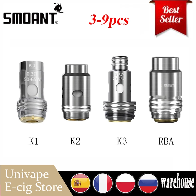 3-9 шт. оригинальная катушка Smoant Pasito II K Mesh K1 K2 K3 RBA головка для 2 / Kit Knight 80 комплект
