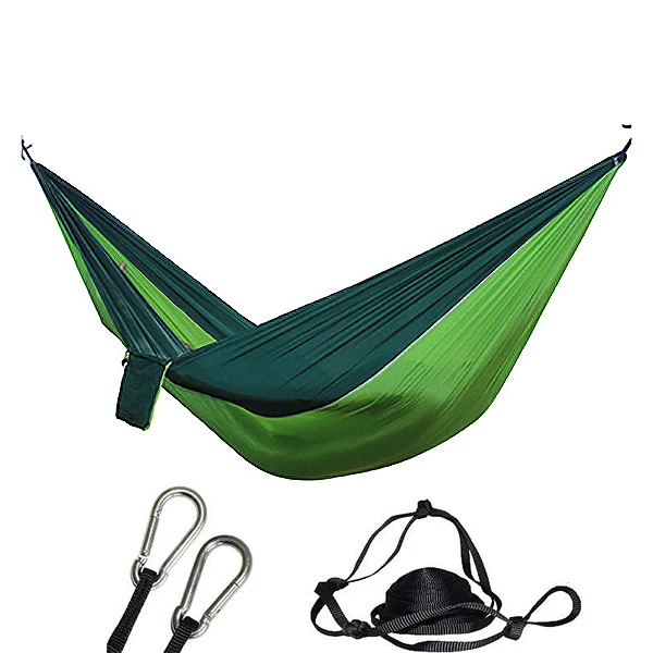 

Camping Hammock - Portable Lightweight Double Adult Hanging Sleeping Bed With Straps And Carabiner For Garden Outdoor Travel Hun