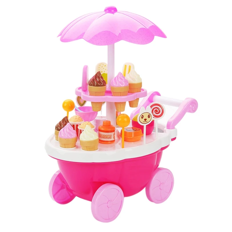 Pink Моделирование маленькие тележки девочка мини конфеты Корзина Мороженое магазин супермаркет детские игрушки игры дома - Цвет: Pink