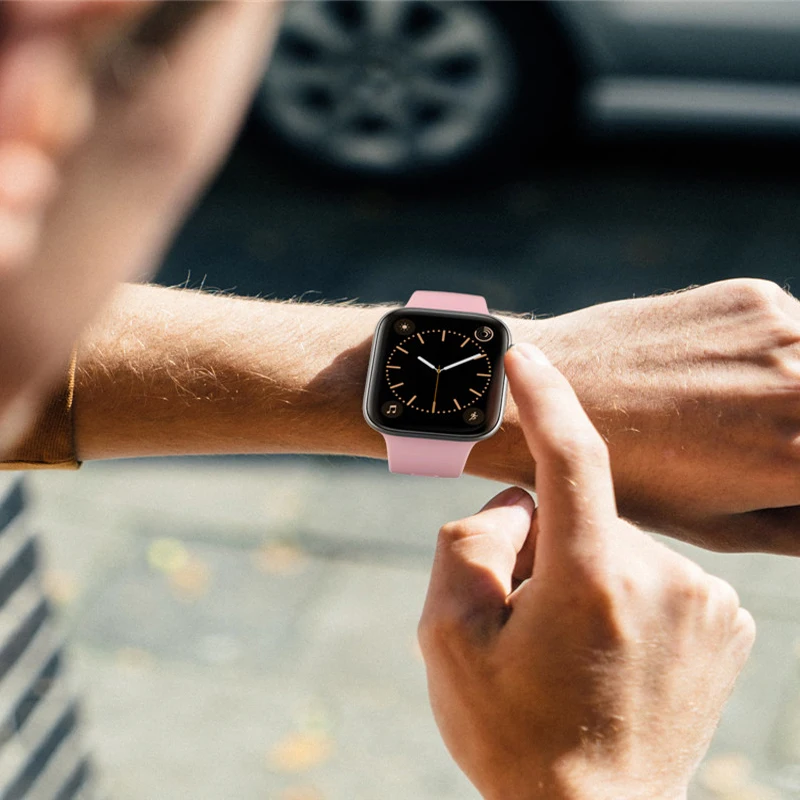 Силиконовый спортивный браслет, ремешок для apple watch, 42 мм, 38 мм, версия наручных часов iWatch серия 5/4/3/2/1 дышащий ремень в едином положении во время занятий легкой атлетикой, apple watch 44 мм 40 мм