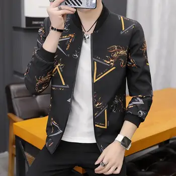

2019 Autumn New Men's Printed Bomber Jacket Thin Section Men's Baseball Collar Jacket Coat Casual Brand Men Clothing (30 color)