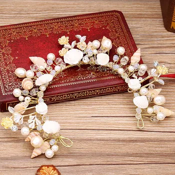 

Beautiful Mermaid Wreath Wedding Bridal Crowns Headband Hair Accessories Girl Summer beach Shell Wreath Headwear
