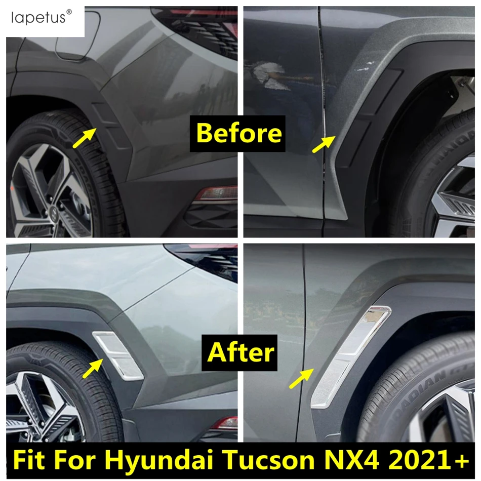

Car Body AC Air Flow Vent Fender Cover Kit Trim ABS For Hyundai Tucson NX4 2021 -2023 Chrome / Carbon Fiber Exterior Accessories
