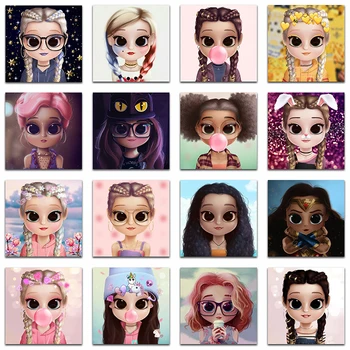 

Full Square Diamond embroidery Cartoon DIY 3D Diamond mosaic Cute girl Round Diamond painting Cross stitch beautiful Fairy set 3