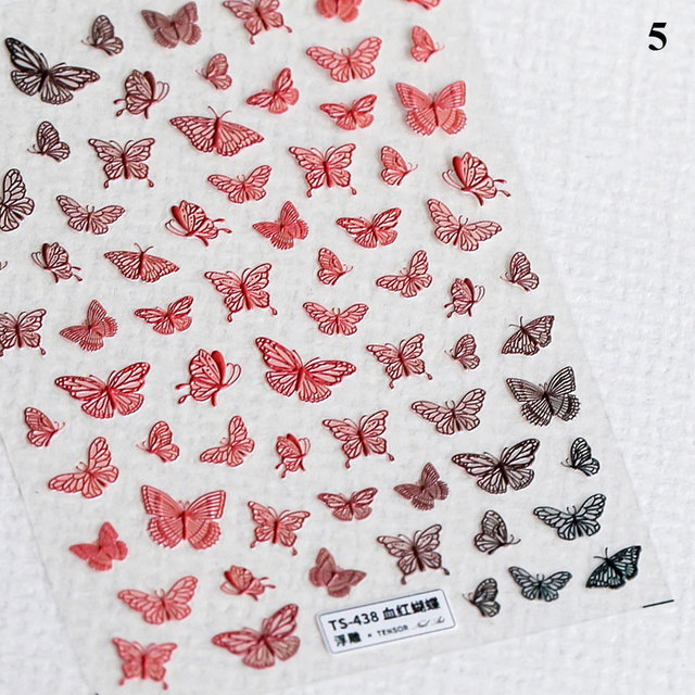 Craft Sticker 5D Nail Art Sticker Ultra-thin Butterfly Nail Art Decoration Sticker Self Adhesive Blue Butterfly Nail Sticker