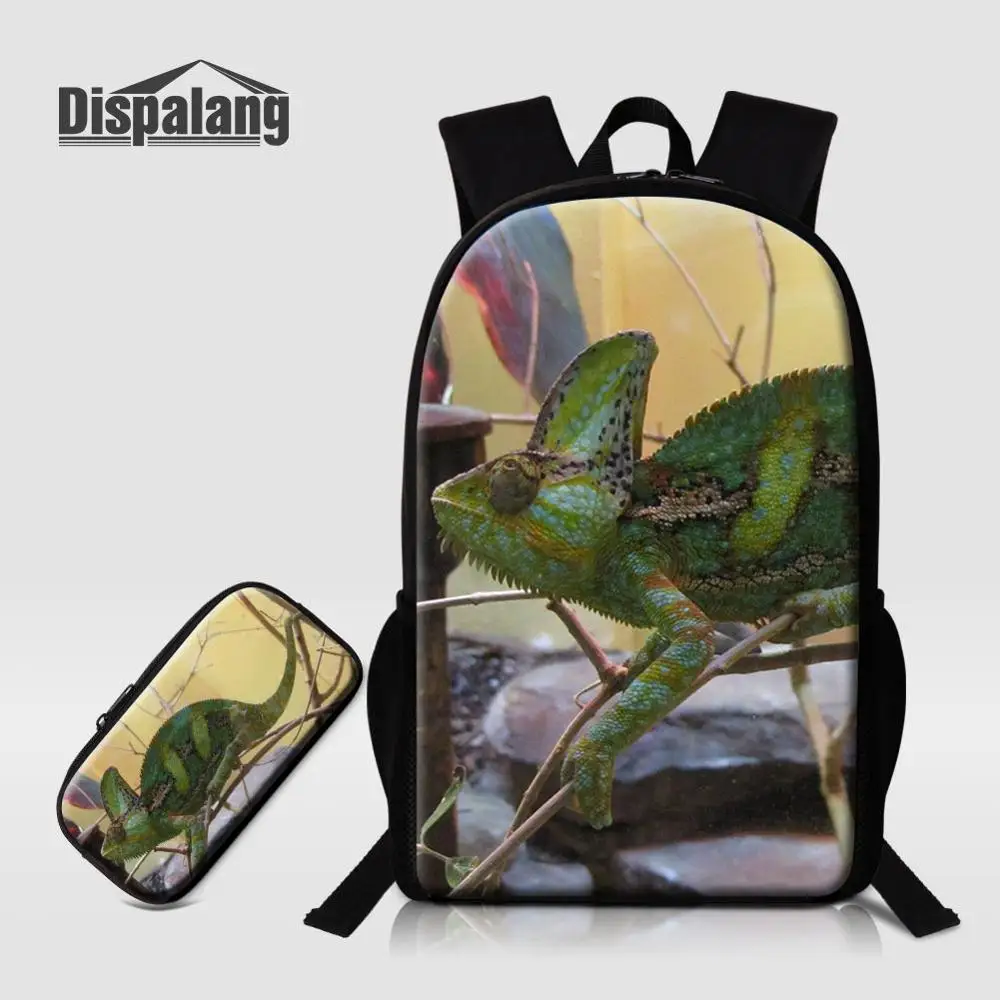 2 PCS Set24 Школьный рюкзак с 3D принтом в виде ящерицы; комплект из 2 предметов; школьный рюкзак; чехол-карандаш для мальчиков; Детский рюкзак на заказ; рюкзак для детей младшего возраста - Цвет: 2 PCS Set24