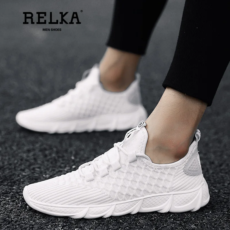 

RELKA New Fashion Men Shoes Breathable Fish Scale Mesh Tide Shoes Blade Sports Casual Shoes Running Shoes Men Off White Shoes Y2