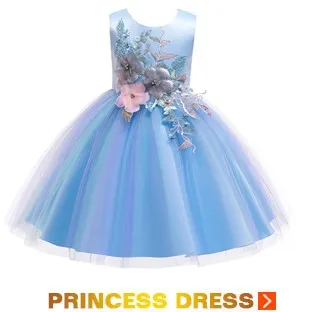 Детское платье-пачка принцессы для девочек, торжественное платье с цветочным рисунком для дня рождения, платье для девочек Рождественская одежда для маленьких девочек 2, 4, 6, 8, 10 лет