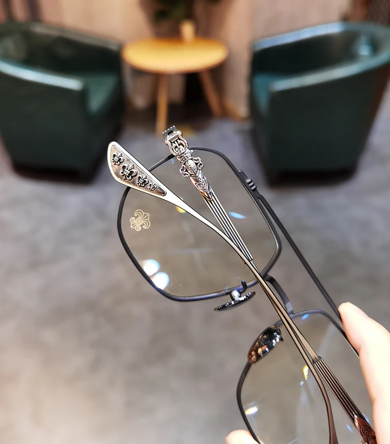 JIANDAN Men and Women Anti-Blue Light Wild Double Beam Irregular Large Frame Glasses Frame Equipped With Myopia Prescription