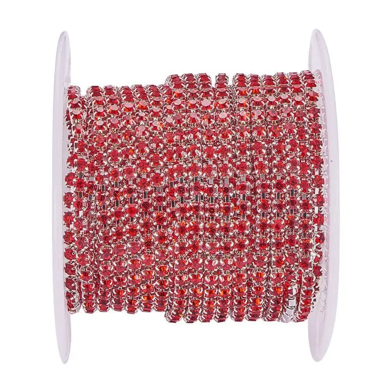 5 Colors High Density Rhinestone Claw Chain Clear Crystal Silver Base Cup DIY Trim Sew-On Jewelry Accessories Y5GB