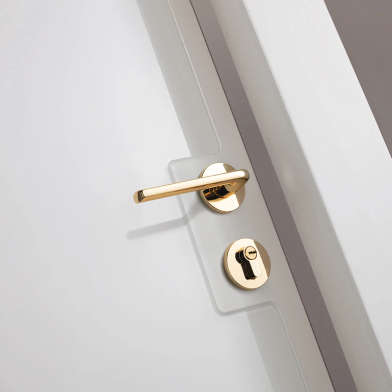 Блестящая золотая/цинковая дверная ручка из сплава интерьер/спальня минималистичный межкомнатный дверной замок с ручкой цилиндр безопасность немой дверной замок