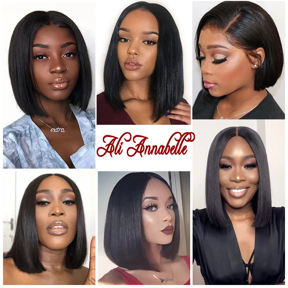 Ali Annabelle Bob Lace Front Human Hair Wigs Brazilian Short Human Hair Wig Pre Plucked Perruque Cheveux Humain Bresiliens Solde