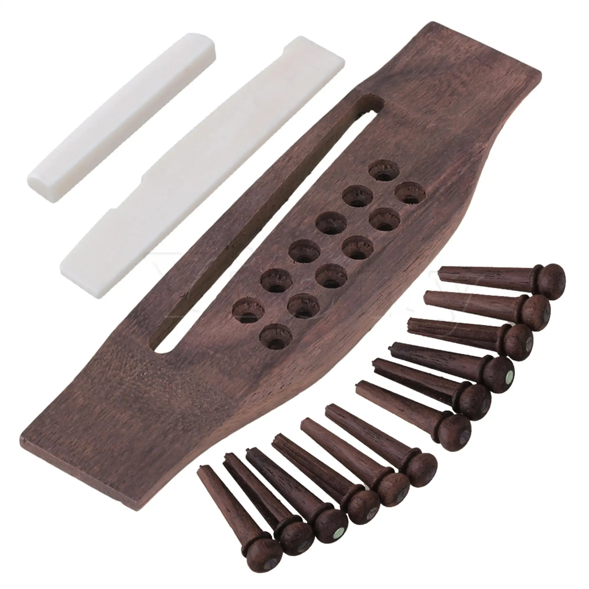 

12-струнная акустическая гитара, мост, седло, гайка с мостом из розового дерева и булавками из розового дерева