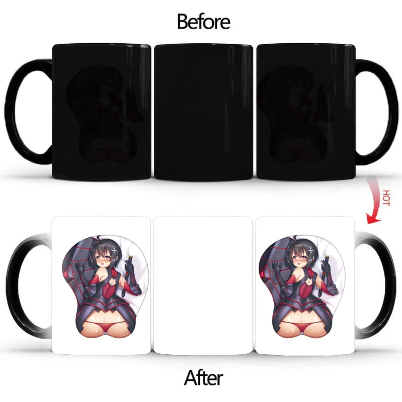 

Newest Surprise girl coffee mugs Magic Mug heat Color changing tea cup gift Sexy ass double sides printing BSKT-099