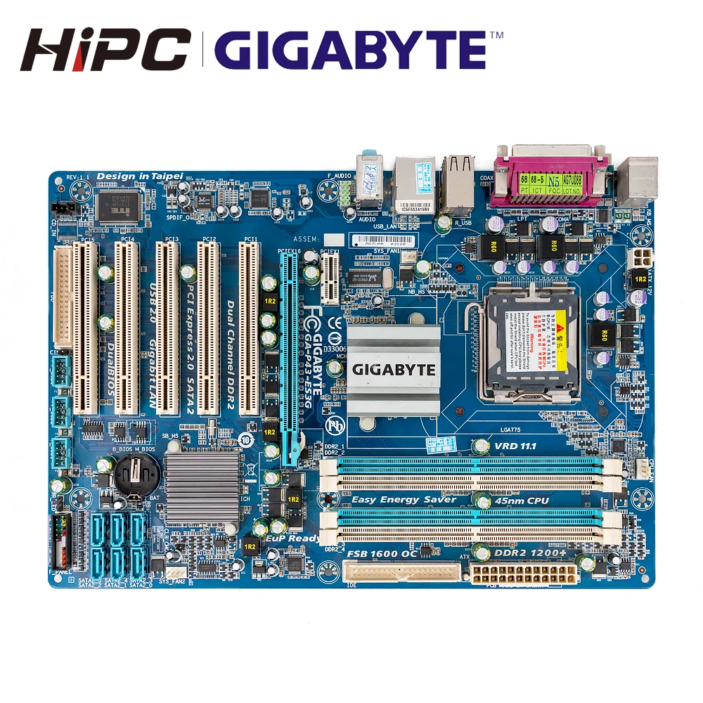 Материнская плата Gigabyte GA-P43-ES3G для настольных ПК Intel P43 LGA 775 Core 2 Extreme Quad Duo DDR2 16G SATA2 ATX P43-ES3G