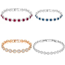 MULIER, новинка, ангельский браслет, блестящий, синий, красный, розовое золото, прозрачный кристалл,, 1:1 для мамы, подруги, отправка романтических ювелирных изделий, подарки
