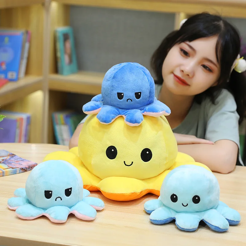 

Cute Soft Simulation Reversible Octopus plush Doll Kids Christmas Gift Double-sided Flip Plush Toy Chirdren Birthday Gift