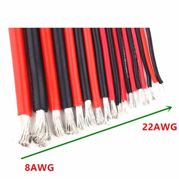 

1 Meter Red and 1Meter Black Silicon Wire 8AWG 10AWG 12AWG 14AWG 16AWG 18AWG 22AWG Heatproof Soft Silicone Silica Gel Wire Cable