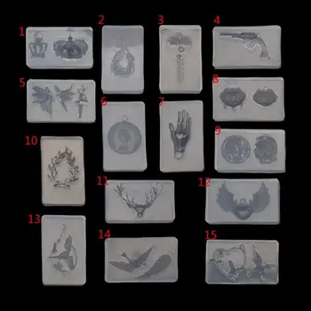 

Deer Lock Key Crown Coin Heart Bird Pendant Resin Silicone Molds Jewelry Tools Dried Flower Resin Decorative DIY Hand Crafts