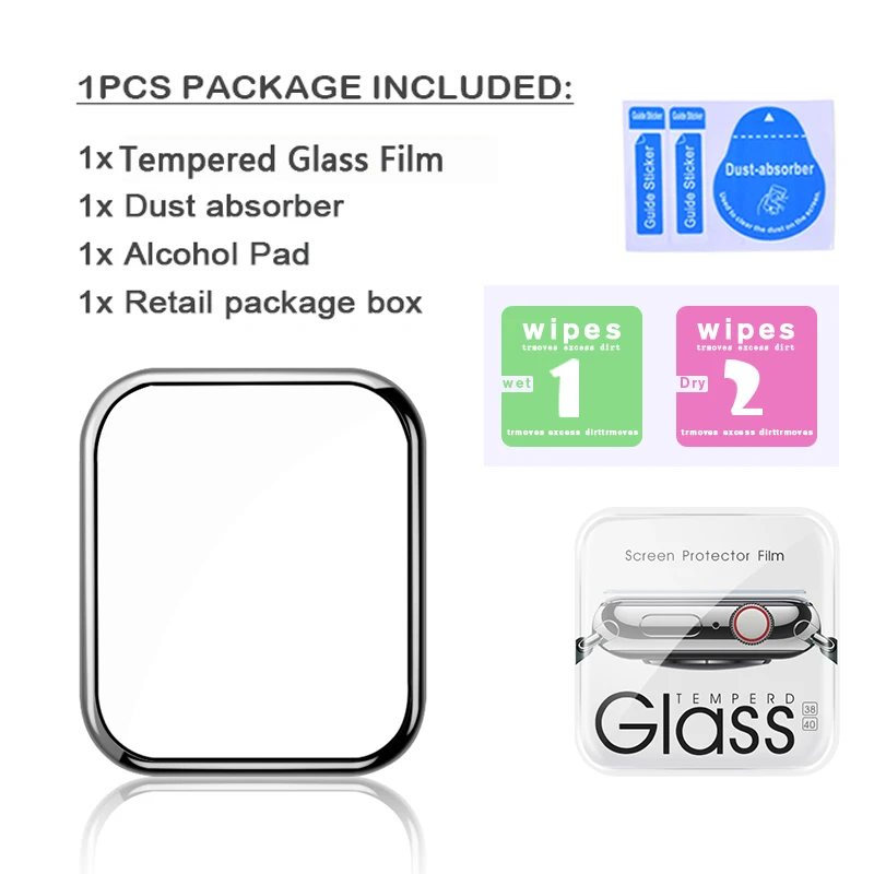 glass Защитная пленка для экрана apple watch, 38 мм, 40 мм, 42 мм, 44 мм, 3D Стекловолоконная закаленная пленка относится к iwatch 54321 серии - Цвет: glass
