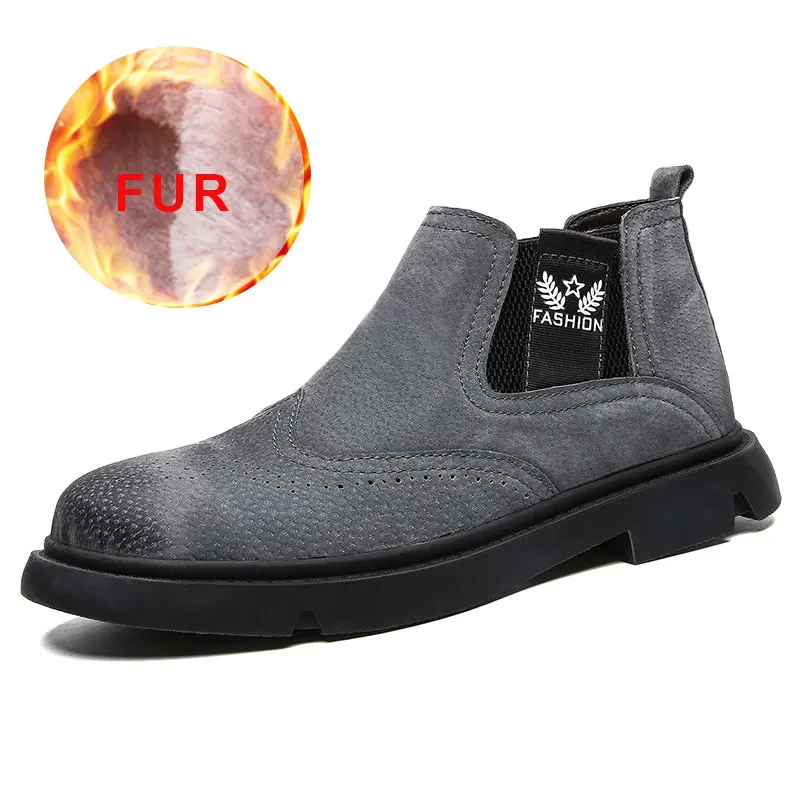 

Men Flat Winter Warm Boots Male Casual Hiking Boots Fashion Leather Men Shoes Comfortable Slip On Male Waterproof Sneakers