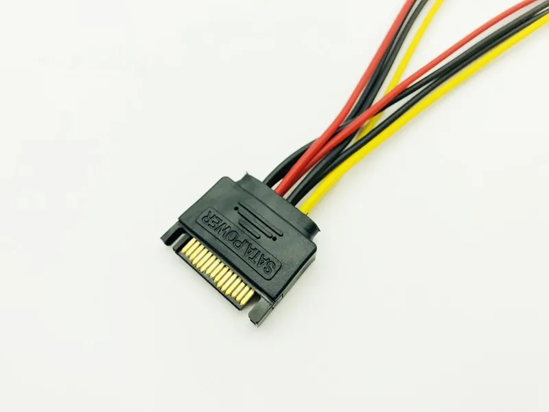 5PCS Power Cable 15Pin SATA to 2 Dual 4Pin IDE Molex Power Lead Y Splitter Cable Cord 18AWG Wire 20cm for Bitcoin Miner Mining