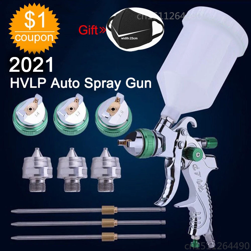 HVLP-Juego de PISTOLA DE PULVERIZACIÓN, 600ML, 1,4mm, 1,7mm, 2,0mm, boquilla de acero, rociador de pintura neumática por gravedad, herramienta de reparación de automóviles