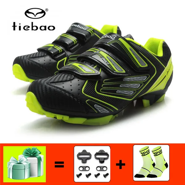 1521 green with gift TIEBAO дышащая обувь для горного велосипеда sapatilha ciclismo гоночный велосипед MTB велосипедная обувь самоблокирующиеся спортивные велосипедные кроссовки - Цвет: 1521 green with gift