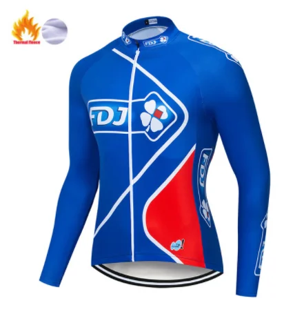 FDJ Зимняя Теплая Флисовая одежда с длинными рукавами для велоспорта, комплекты для велоспорта, одежда для велоспорта, одежда для гонок