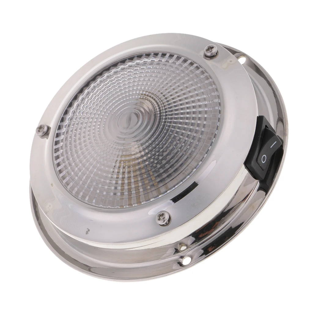 12V 10W Boat Interior Ceiling Dome Lights Surface Mount w/ On Off Switch for RV Motorhomes Camper Caravan Trailer (Warm White)