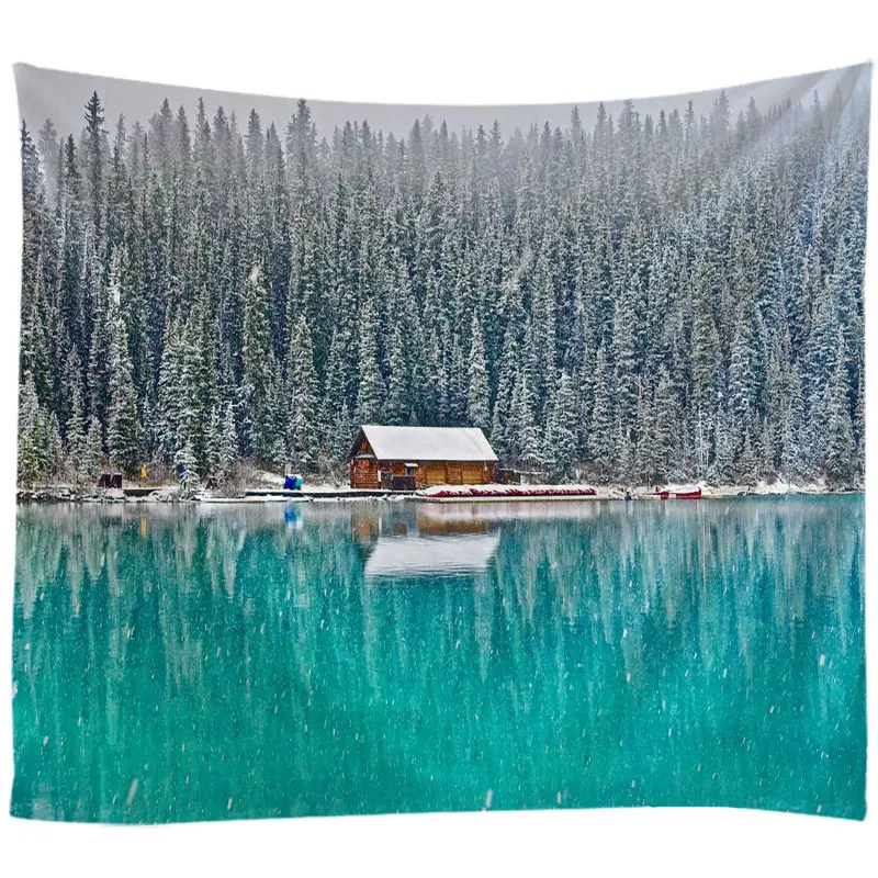 

Snow-covered Landscape Deer Tapestry Wall Hanging Cloth Bed Spread Beach Towel Table Cloth Yoga Mat House Living Room Decoration