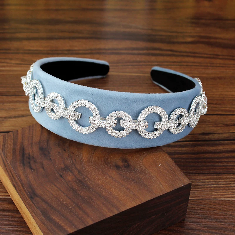 chain headband Женские винтажные аксессуары для волос, фиолетовые и синие свадебные повязки на голову с кристаллами, стразы, жемчужные, барочные повязки на голову для свадьбы - Окраска металла: chain headband