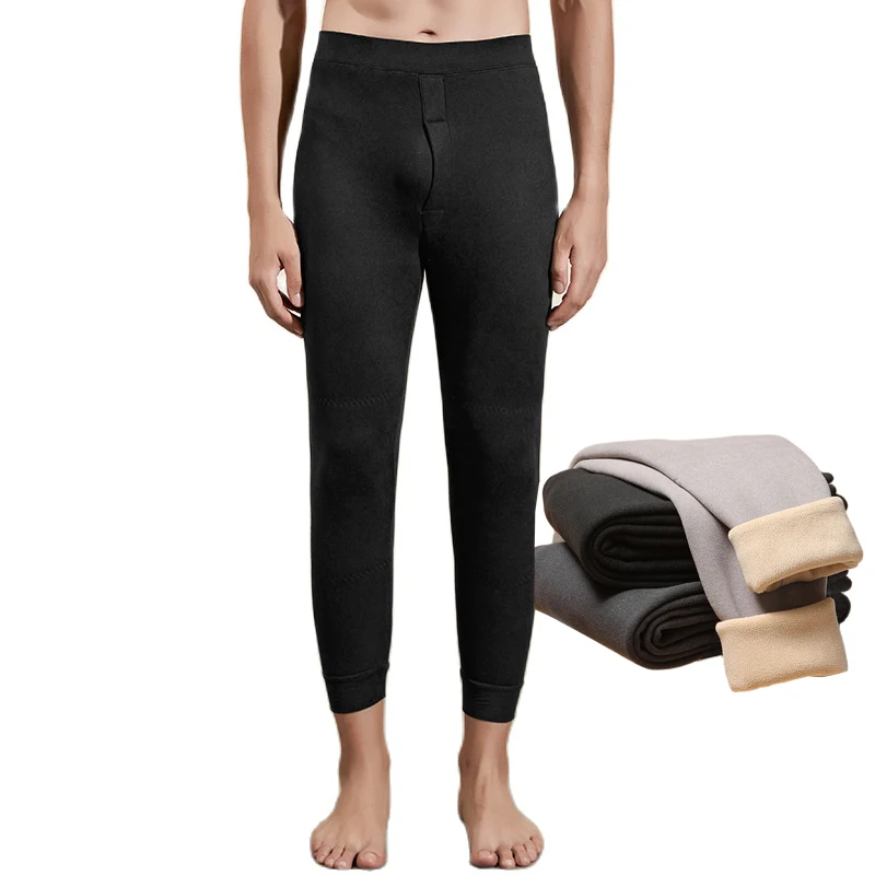 2Pcs/Set Winter Thermal Underwear Bottoms Mens Leggings Thermos Pants Male Warm Wool Thicken Underwear Trousers Men's Warm Pants 6