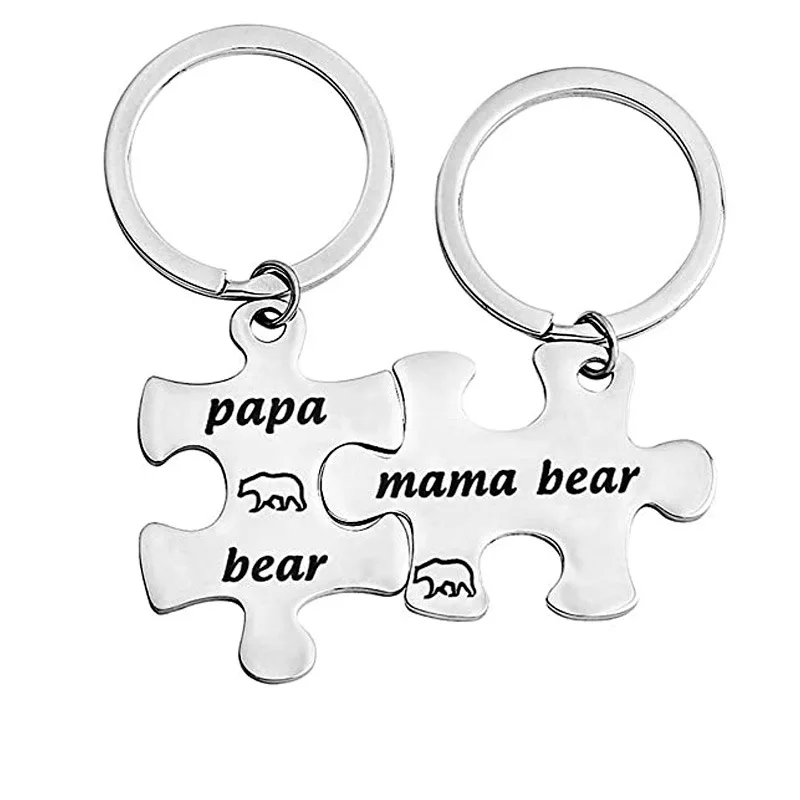 Mama Bear & Papa Bear Couples Leather Keychains – Love Chirp Gifts