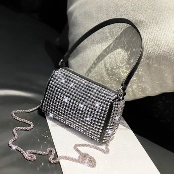 

SEKUSA Brand design rhinestones women evening bags with handle purse small party dinner clutch handbags