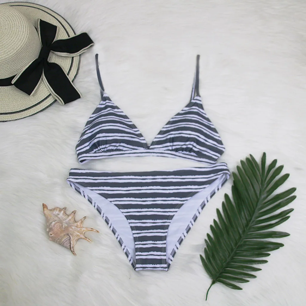 JAYCOSIN stripe print triangle bag swimwear women two-piece bikini sexy beach summer new cute low waist swimsuit fashion 