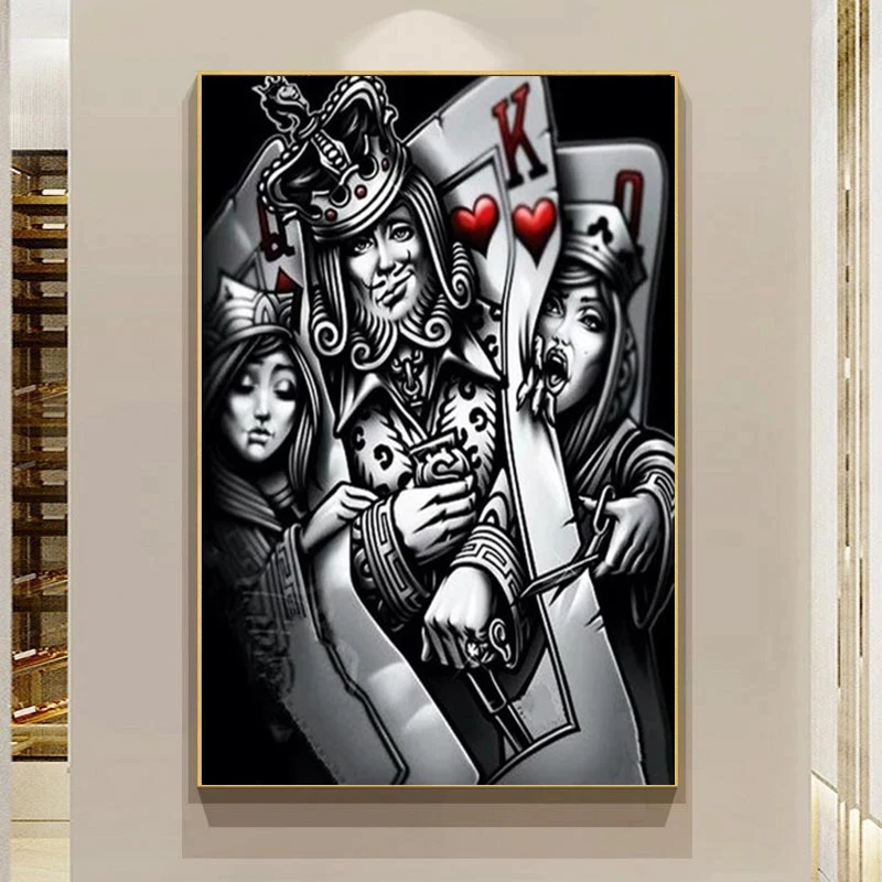 Black and White Poker Characters Canvas Painting Nordic Style Posters Print Wall Art Picture for Living Room Home Decor Cuadros | Дом и сад
