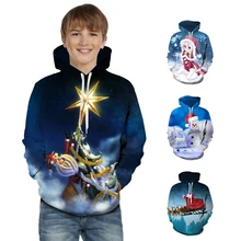 Повседневная тонкая куртка с капюшоном для мальчиков с героями мультфильмов; милое пальто с изображением снеговика для девочек; Рождественский костюм с цифровым принтом; От 2 до 13 лет; детская куртка