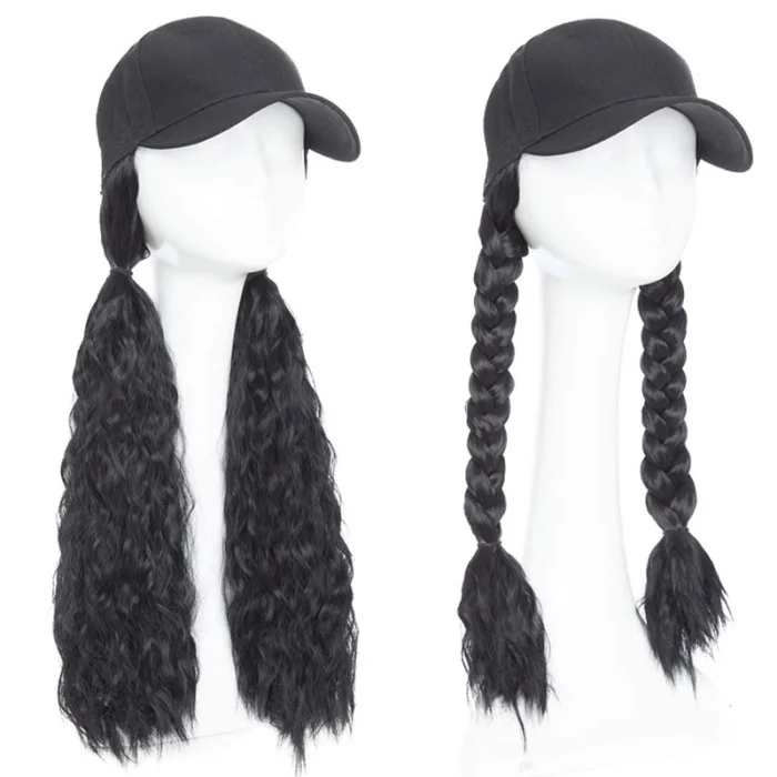 Hot Sale Women Hair Extension Adjustable Baseball Cap with Curly Long Wavy Wave Hairpiece