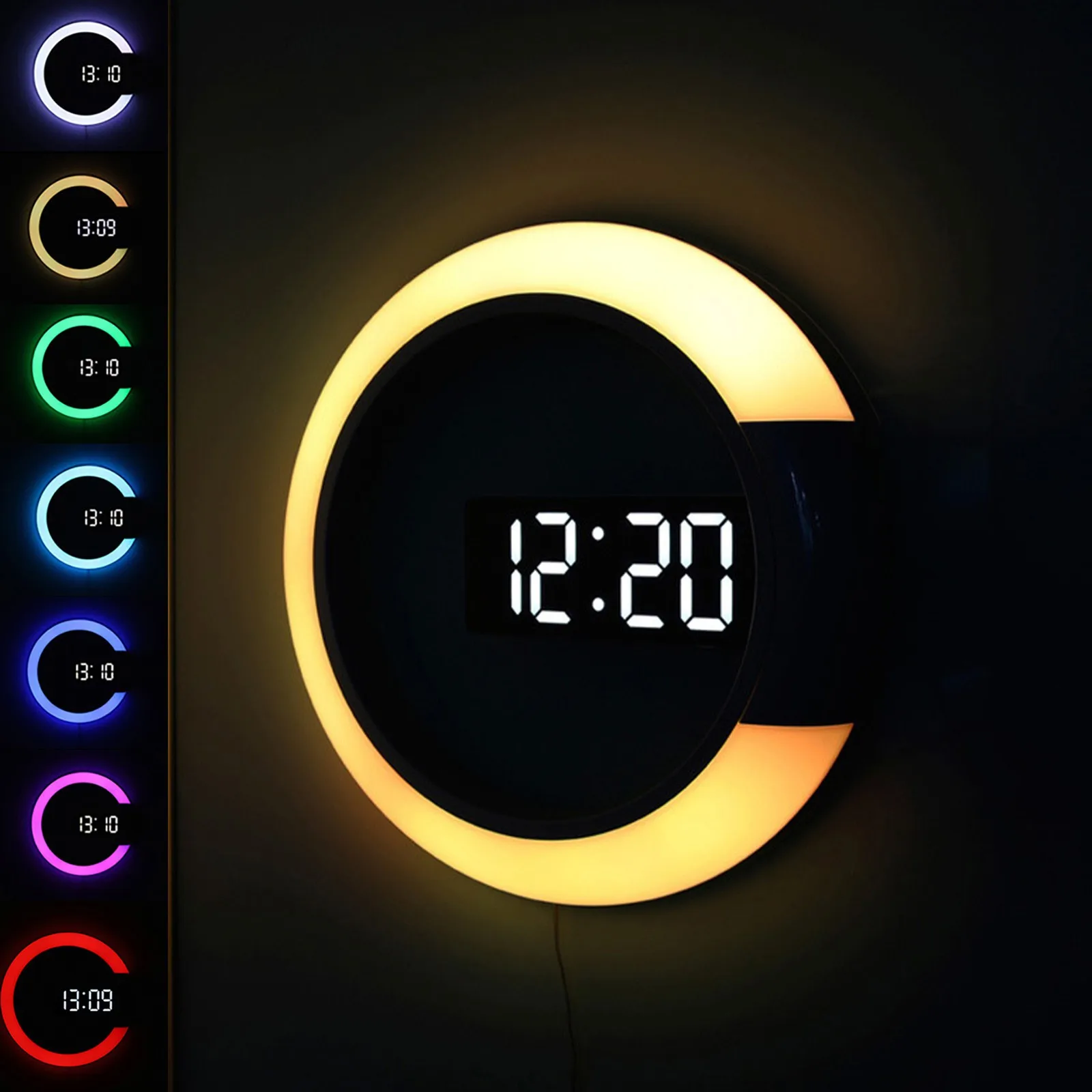 LED-Light-Wall-Clock-Digital-Clock-With-Alarm-Snooze-And-Temperature ...