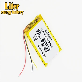 

3 line 383759 3.7V 1000MAH 403759 Lithium Polymer Li-Po li ion cells For MP3 MP4 MP5 GPS mobile bluetooth Rechargeable Battery