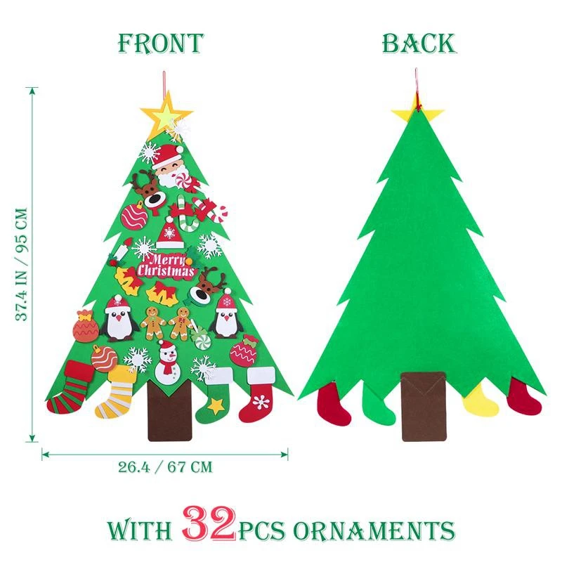 Войлочная Рождественская елка для детей 95 см Diy Рождественская елка с малышами 32 шт. украшения для детей рождественские подарки подвесная