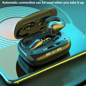 

New TWS Wireless Bluetooth 5.0 Earphone Clip-Ear Design Music Headset Sport Earbud 1200mAh Charging Box LED Display With MIC